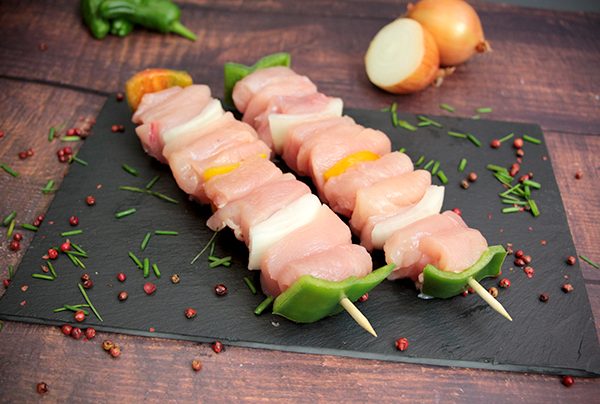 Espetada de Peru com pimento e cebola