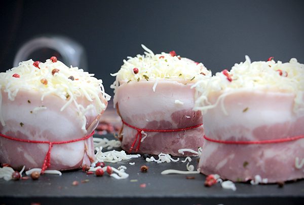 Miminhos peru com bacon e queijo