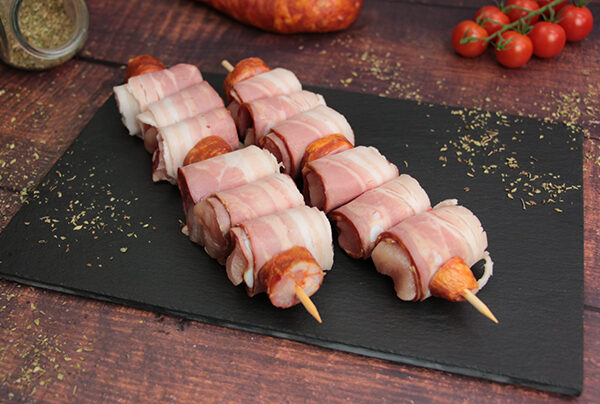 Espetada de Frango com bacon e chouriço